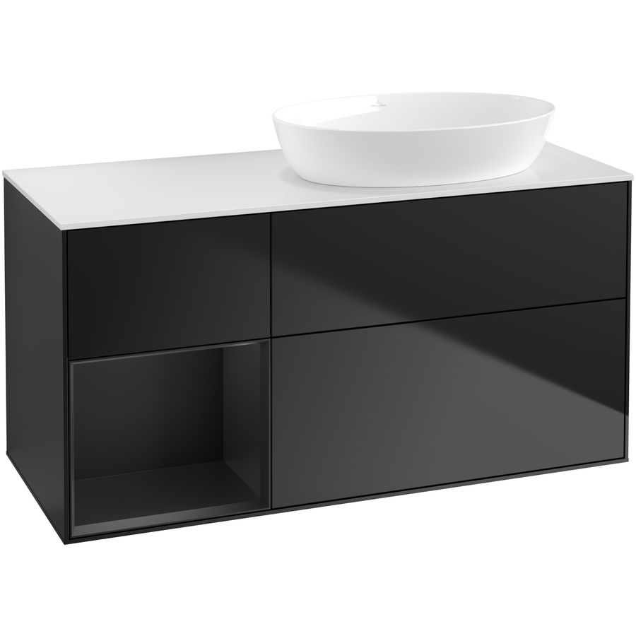 Wastafelonderkast Finion 1200x603x501mm Black Matt Lacquer GA41PDPD