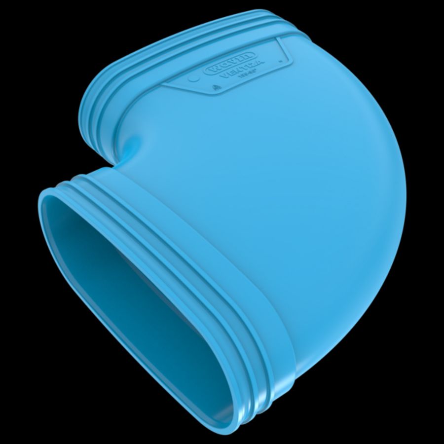 Bocht lijm 90° PVC luchtverdeelsysteem VENTIZA blauw (195x80mm) mof/mof