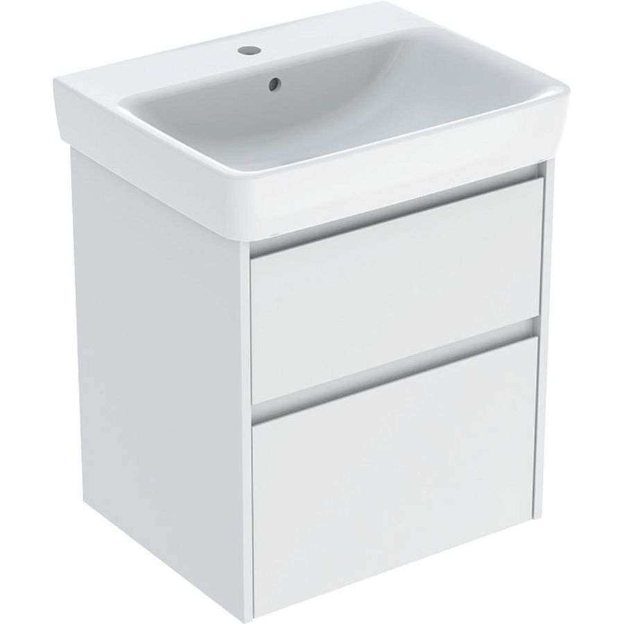 wastafel set met onderkast 2x la 60x69.7x44.6cm Breedte wastafel=60cm Wastafel: wit Corpus Front: wit / gelakt zijdemat
