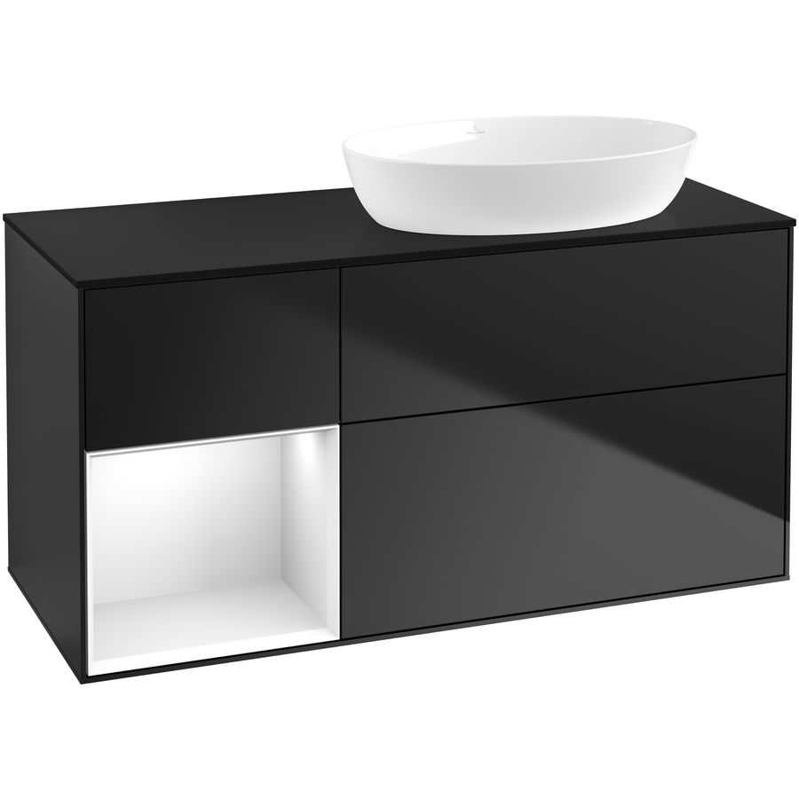 Wastafelonderkast Finion 1200x603x501mm Black Matt Lacquer GA42GFPD