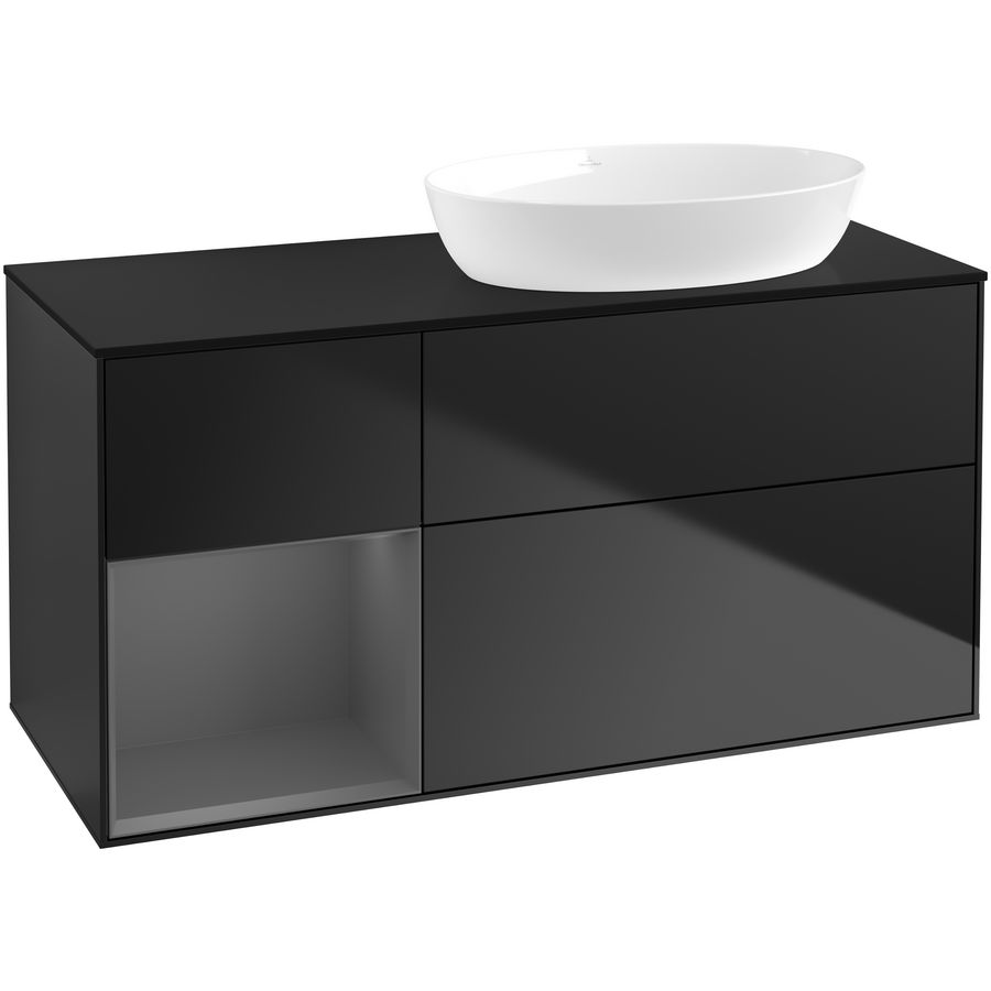 Wastafelonderkast Finion 1200x603x501mm Black Matt Lacquer GA42GKPD