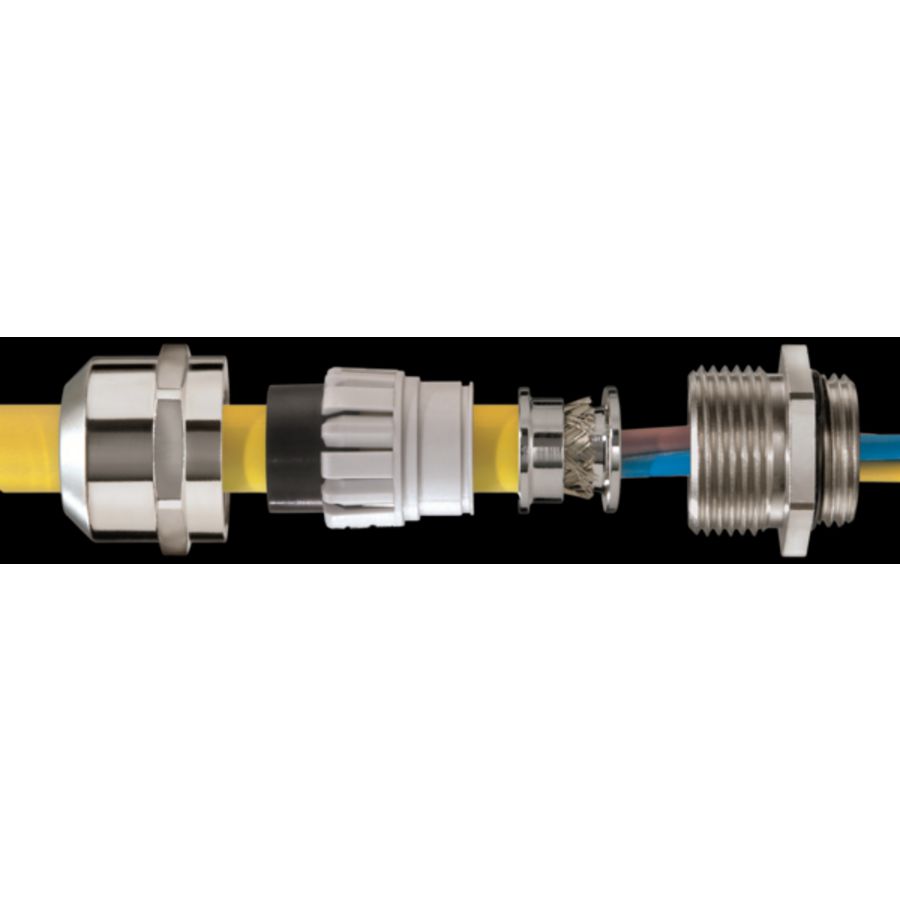 EMC-wartel, messing vernikkeld M12x1,5 doorlaat 3-7mm scherm 5mm (EMSKV12EMV-Z) VVE=50