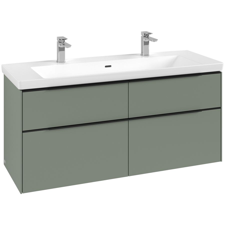 Wastafelonderkastkast SUBWAY 3.0 1272x576x478mm Soft Green C60201AF greep Volcano Black