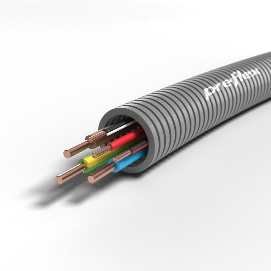 Rol a 100mtr. voorbedrade flexibele buis PREFLEX GY20 E VU 3GStd+3x1,5 ZRZWR