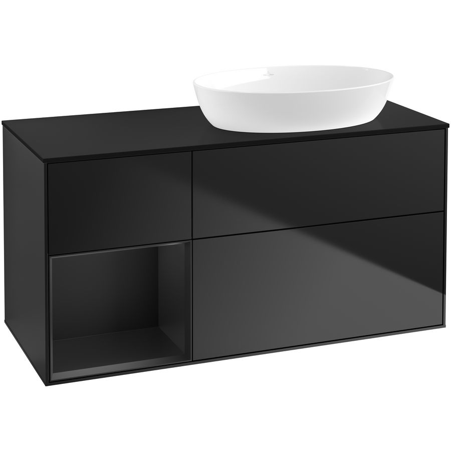 Wastafelonderkast Finion 1200x603x501mm Black Matt Lacquer GA42PDPD