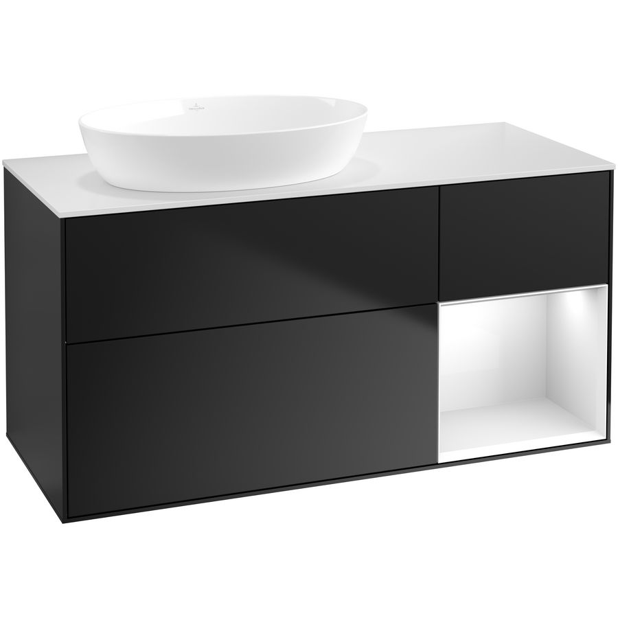 Wastafelonderkast Finion 1200x603x501mm Black Matt Lacquer GA51GFPD