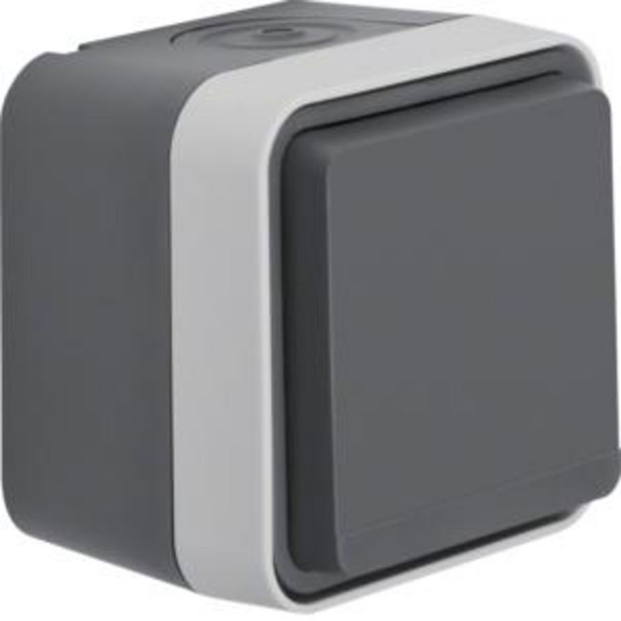 Wandcontactdoos 1-v KB met behuizing berker W.1 grijs