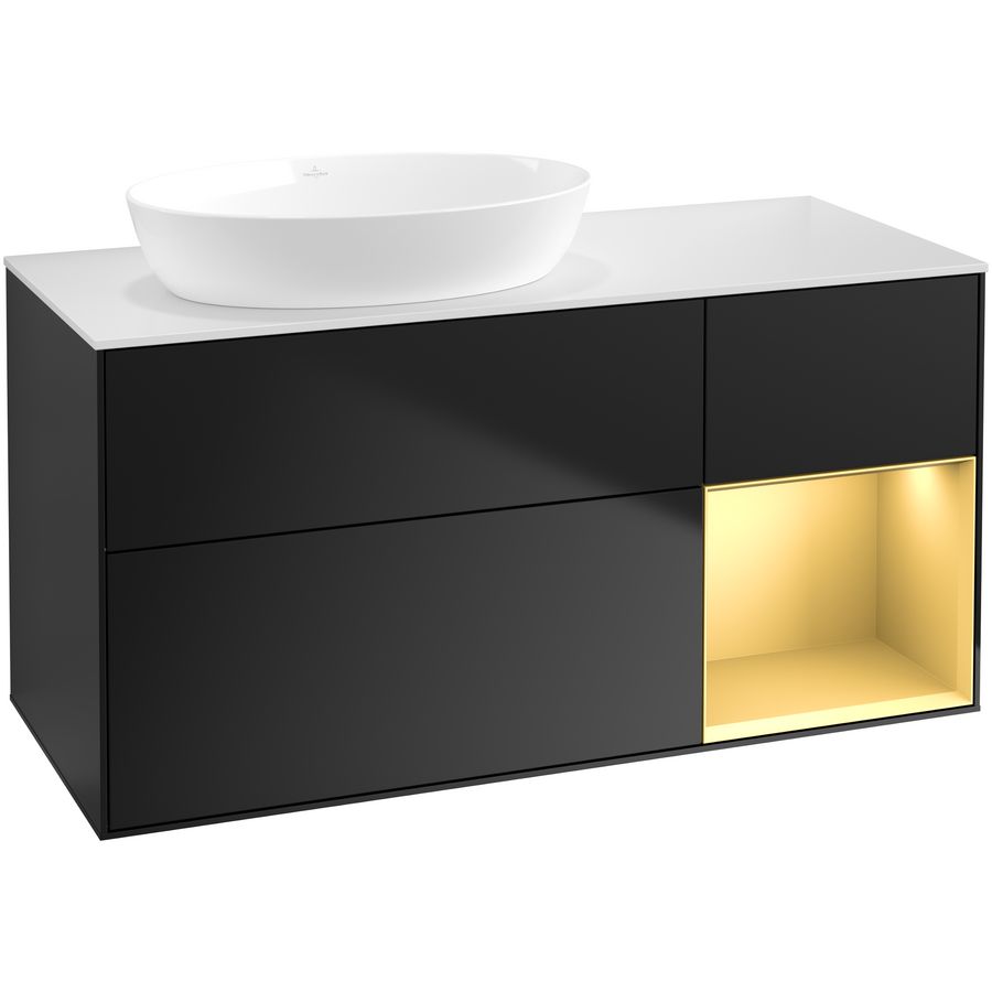 Wastafelonderkast Finion 1200x603x501mm Black Matt Lacquer GA51HFPD