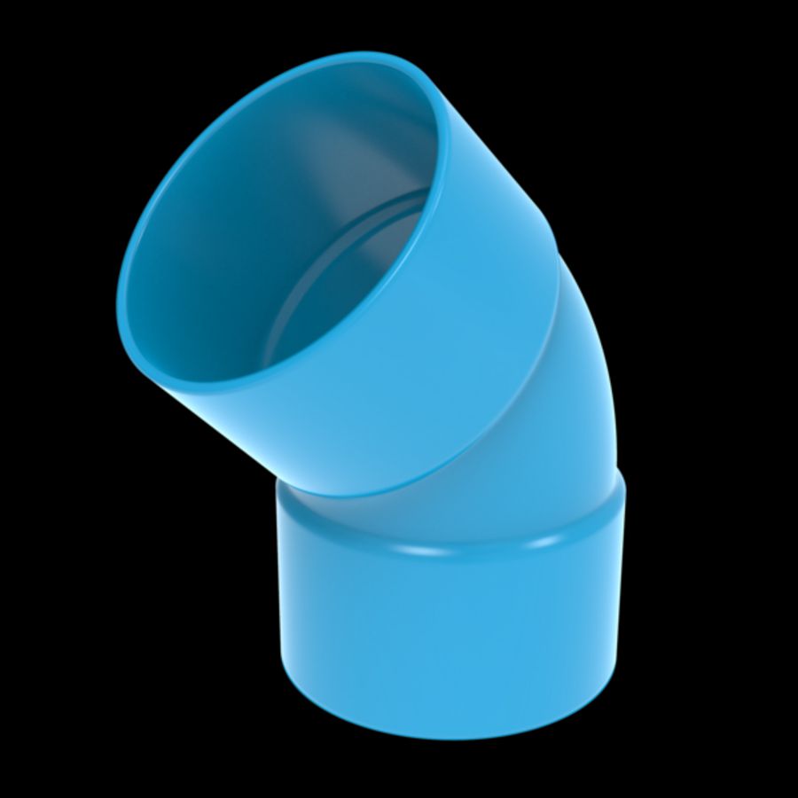 Bocht lijm 45° PVC luchtverdeelsysteem VENTIZA blauw Ø80mm mof/mof