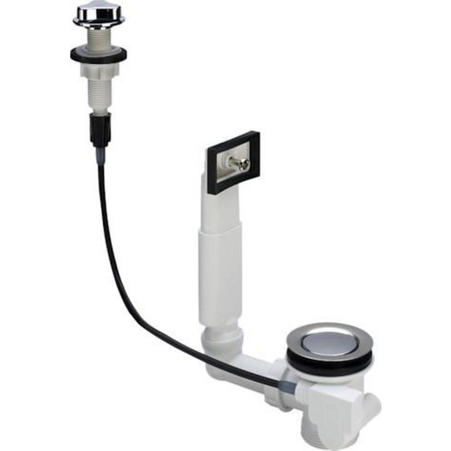 Afvoer- en overl. garnituur 1.1/2"x70mm kunstst. wit m.waste