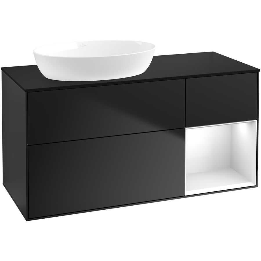 Wastafelonderkast Finion 1200x603x501mm Black Matt Lacquer GA52GFPD
