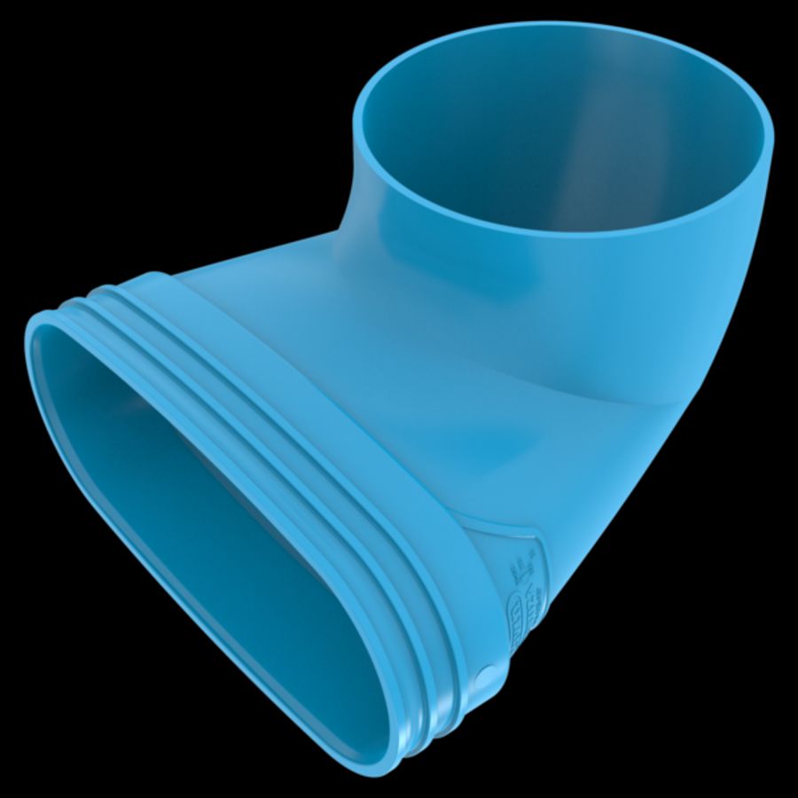 Eindstuk lijm 90° PVC luchtverdeelsysteem VENTIZA blauw (195x80mm) x Ø125mm H=50mm mof/mof
