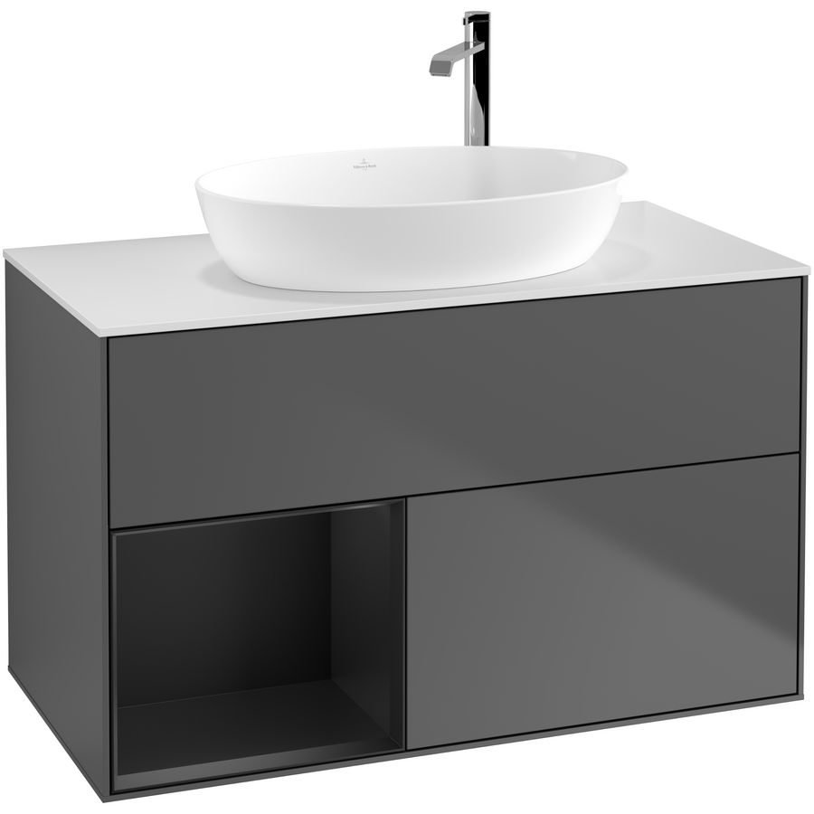 Wastafelonderkast Finion 1000x603x501mm Antr. Matt Lacquer G891PDGK
