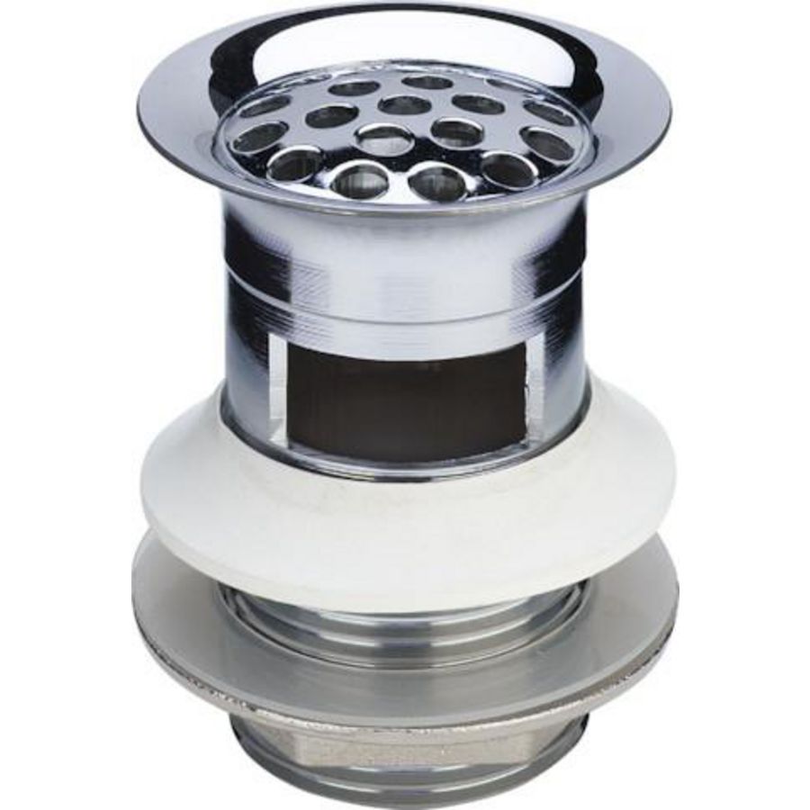 Schachtplug 1.1/4"x60x70 chroom m.pro.dichting/rooster+overl.