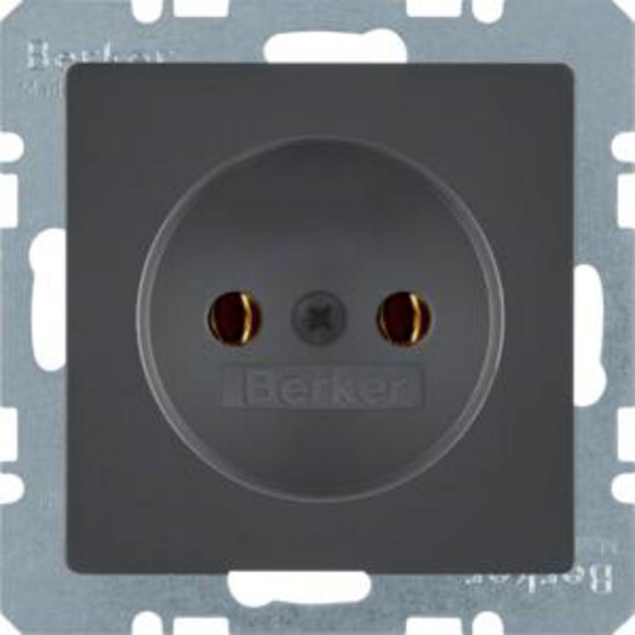 Wandcontactdoos 2P steek berker Q.1/Q.3/Q.7 antraciet