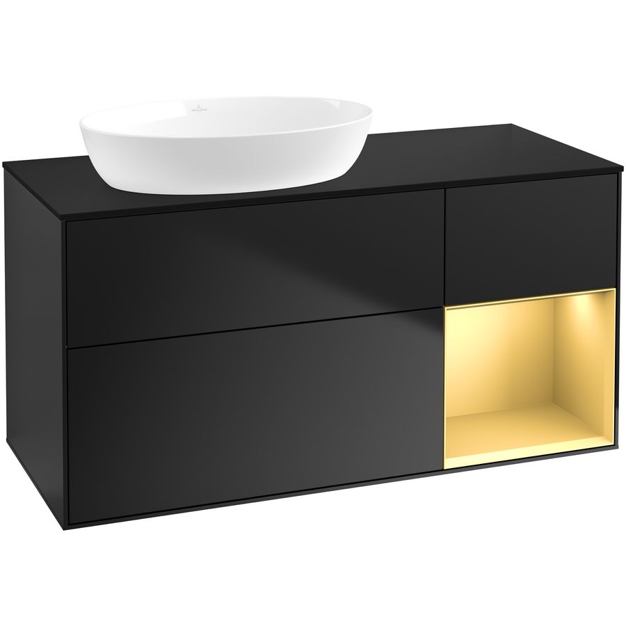 Wastafelonderkast Finion 1200x603x501mm Black Matt Lacquer GA52HFPD