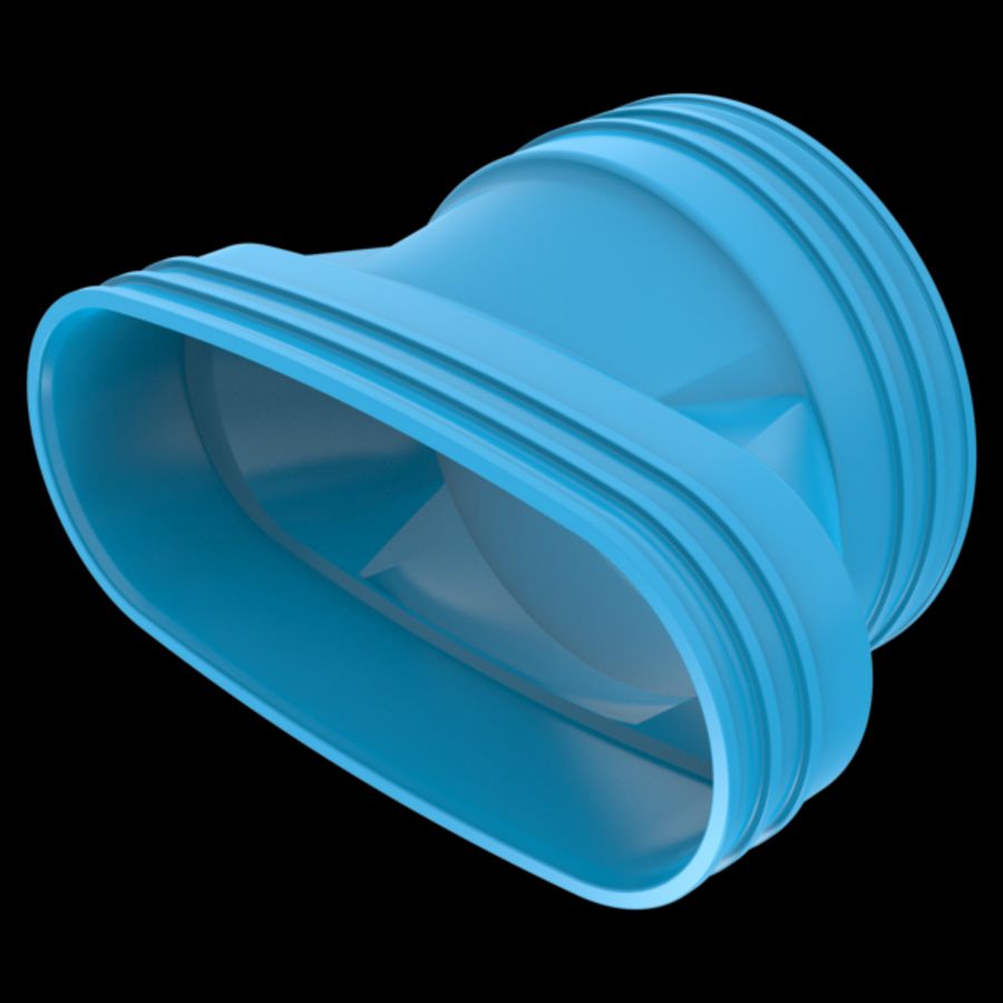 Verloopstuk lijm PVC luchtverdeelsysteem VENTIZA blauw (195x80mm)xØ125mm mof/mof