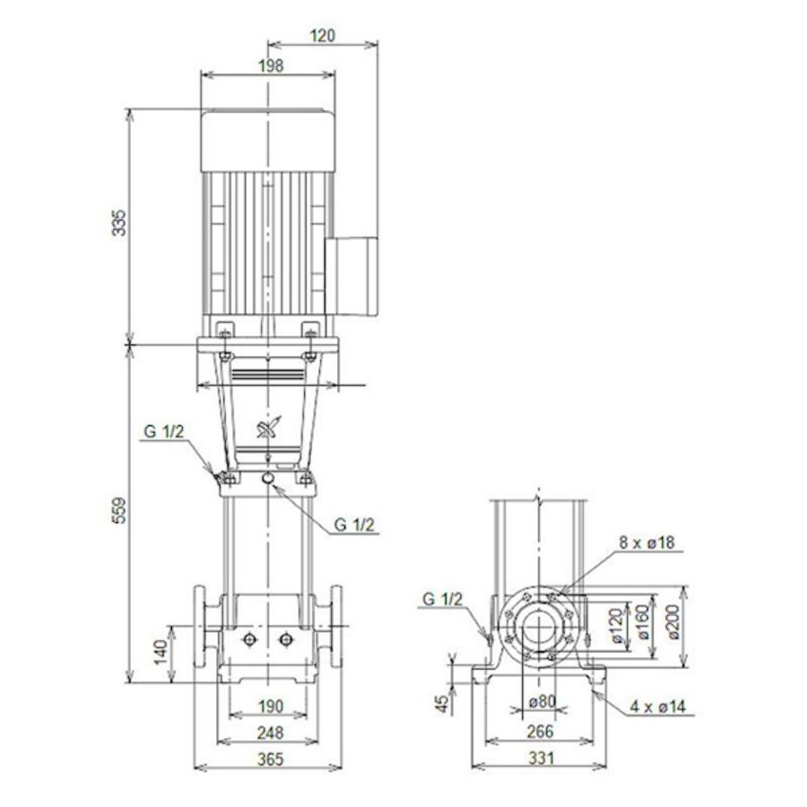 Centrifugaalpomp CR45-1-1 A-F-A-E-HQQE 3x400D 50 Hz