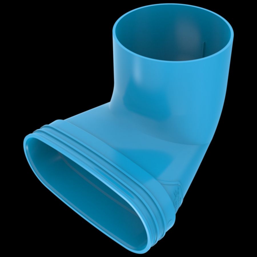Eindstuk lijm 90° PVC luchtverdeelsysteem VENTIZA blauw (195x80mm) x Ø125mm H=100mm mof/mof