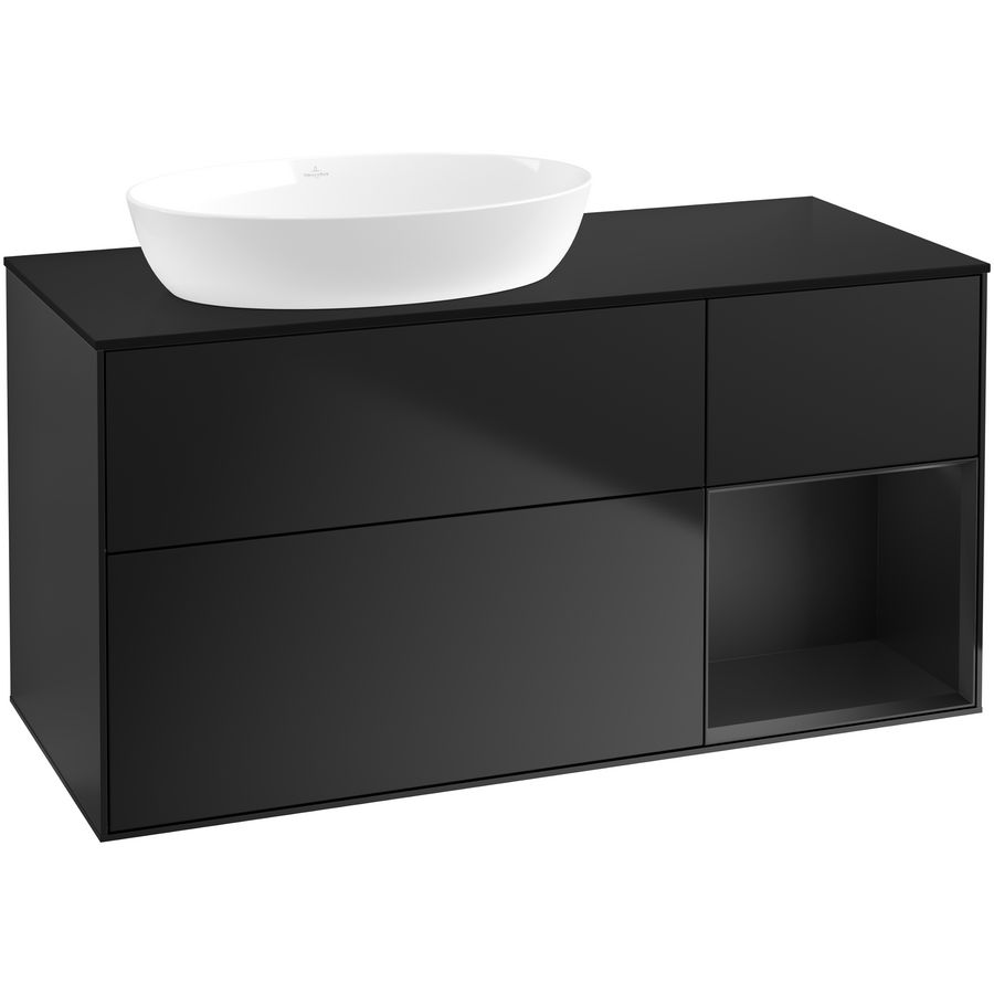Wastafelonderkast Finion 1200x603x501mm Black Matt Lacquer GA52PDPD