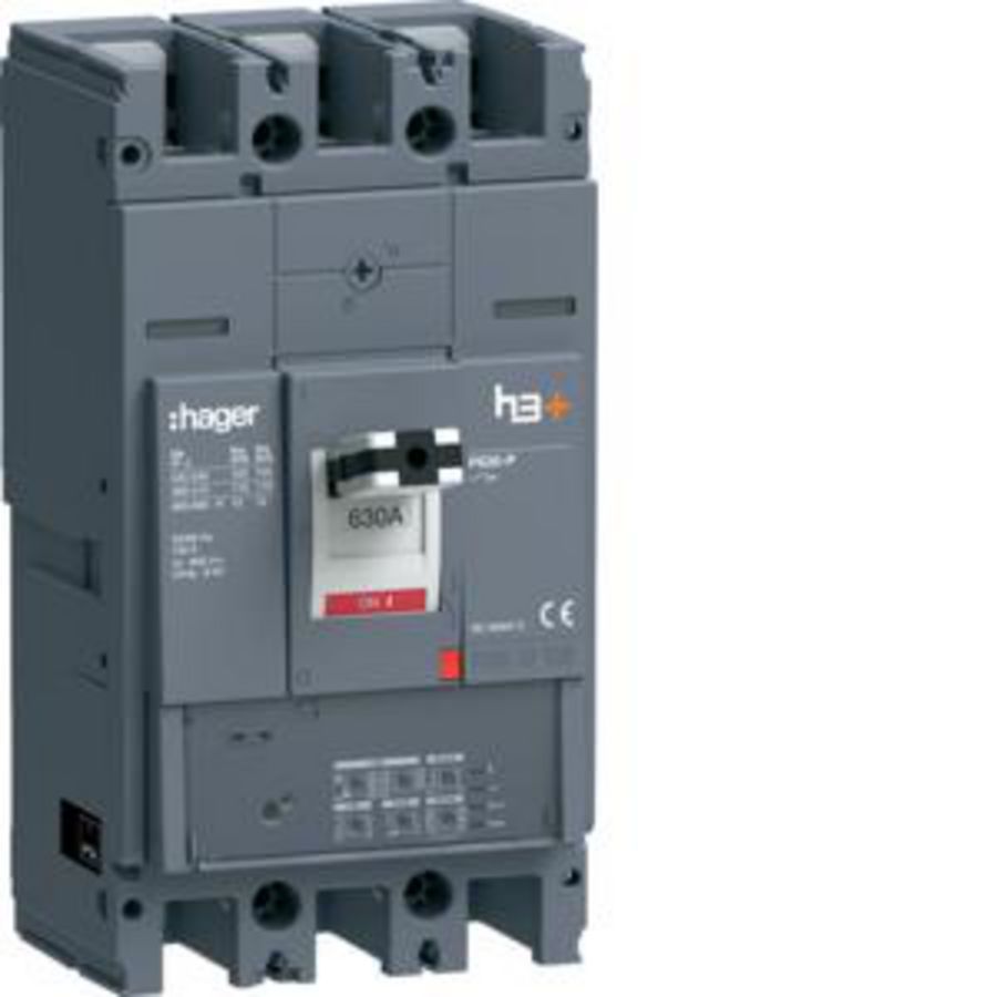 Vermogensautomaat h3+ P630 LSI 3P3D 630A 110kA boutaansl.