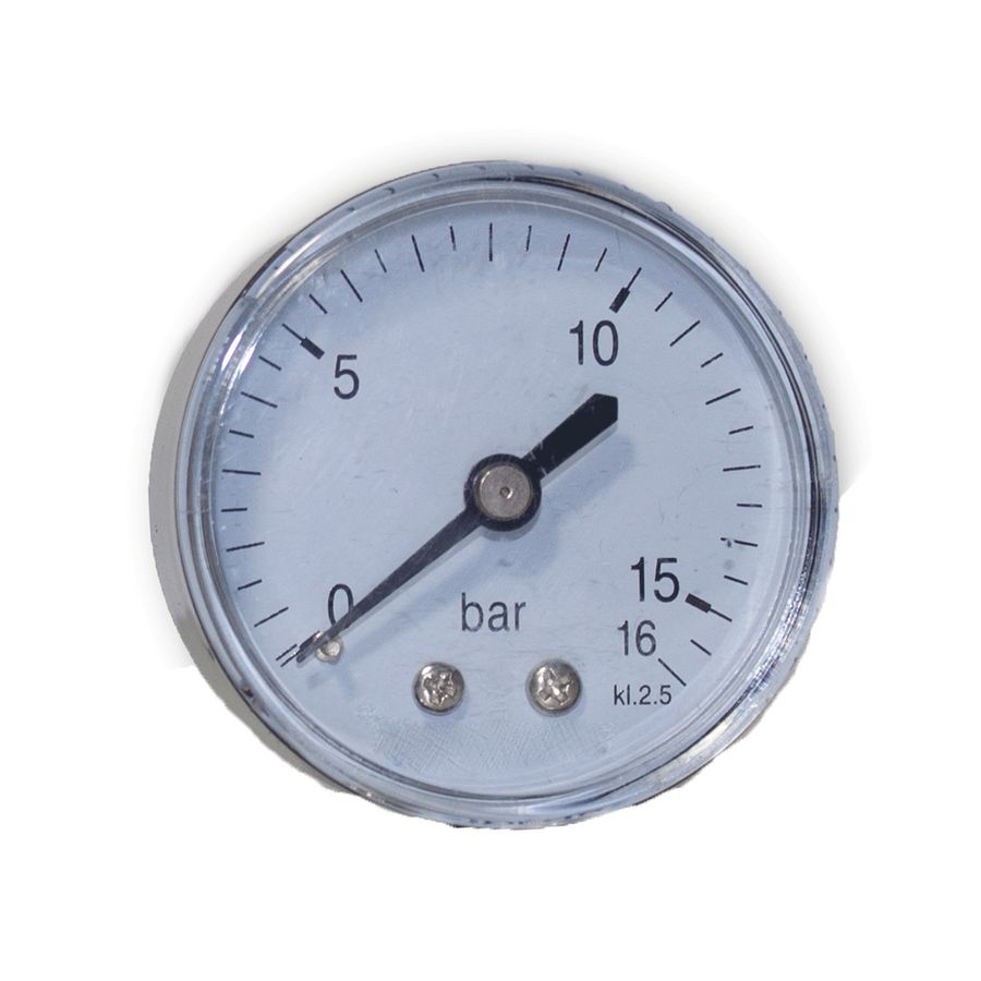 Manometer Ø50 0-16bar 1/4" achteraansluiting