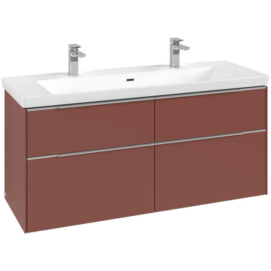 Wastafelonderkastkast SUBWAY 3.0 1272x576x478mm Wine Red C602L0AH greep alu. glans