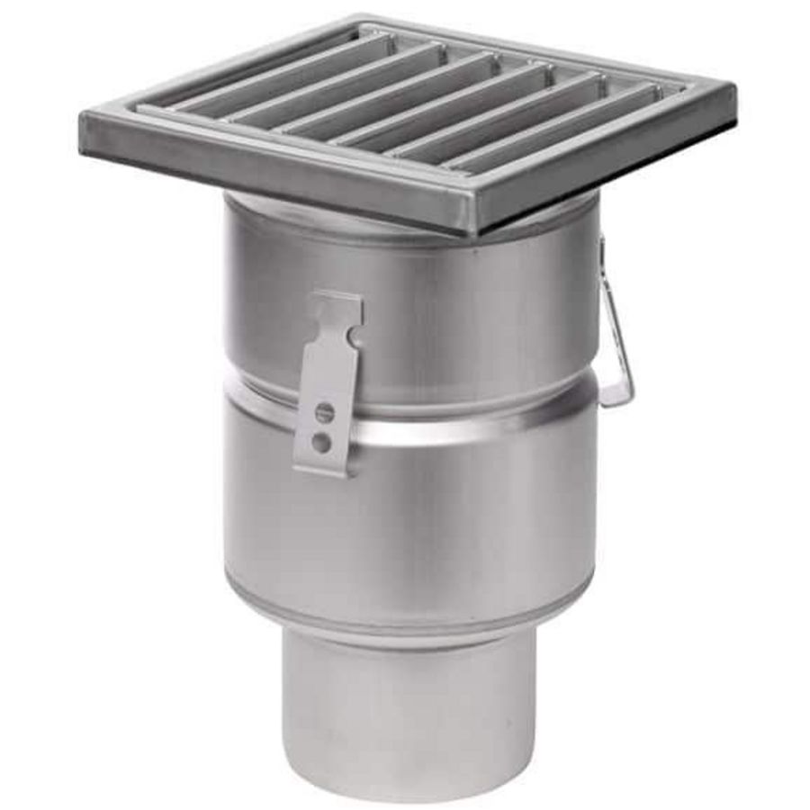 Vloerput Business Line RVS304 200x200mm ou. 110mm staafrooster M125 (max. belasting 12.500kg)