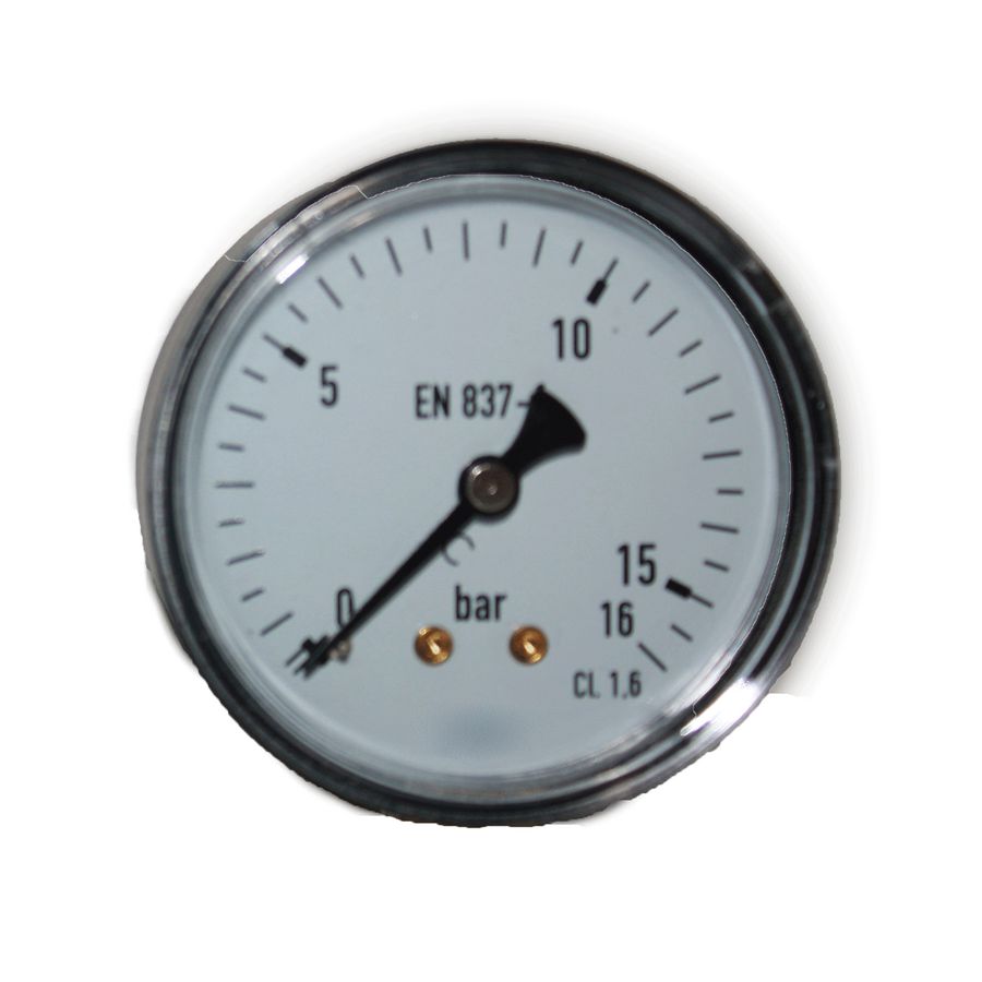 Manometer Ø63mm 0-16bar 1/4" achteraansluiting