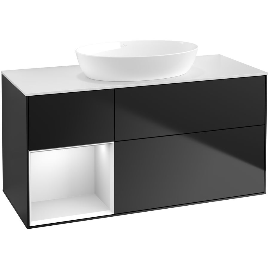 Wastafelonderkast Finion 1200x603x501mm Black Matt Lacquer GA61MTPD
