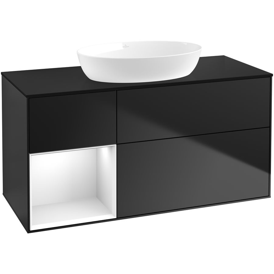 Wastafelonderkast Finion 1200x603x501mm Black Matt Lacquer GA62GFPD