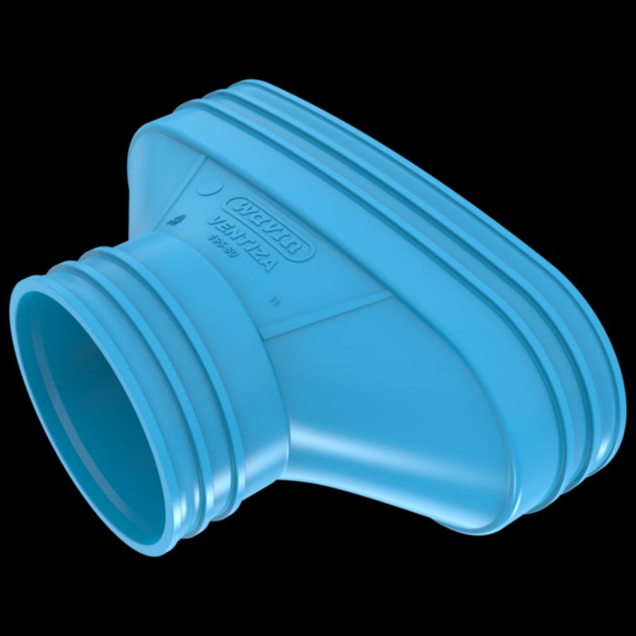 Verloopstuk lijm PVC luchtverdeelsysteem VENTIZA blauw (195x80mm)xØ80mm mof/mof