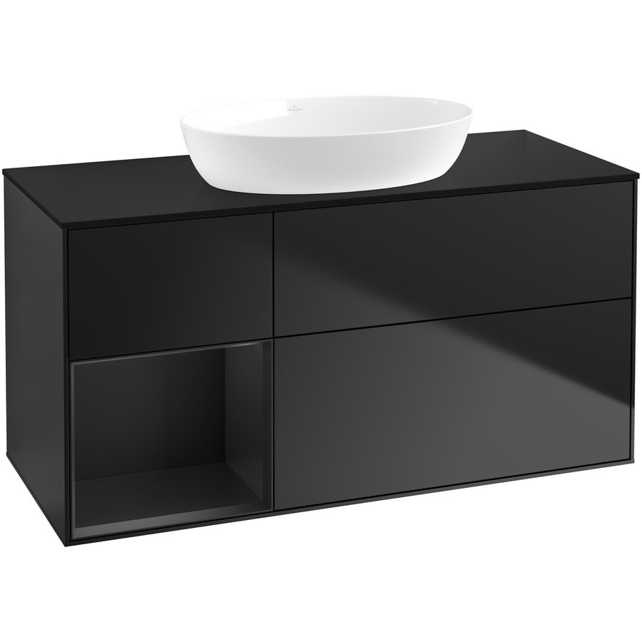Wastafelonderkast Finion 1200x603x501mm Black Matt Lacquer GA62PDPD