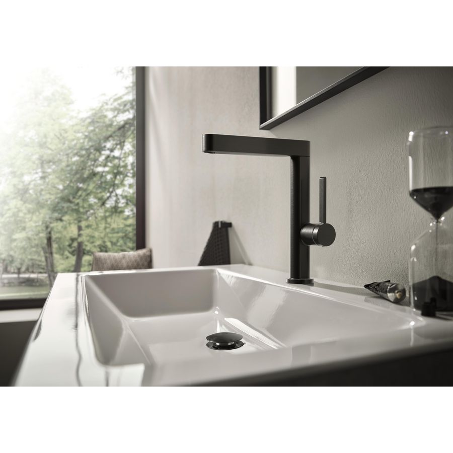 Wastafelmengkraan Finoris 1-hendel 230 draaibare uitloop Brushed Black Chrome