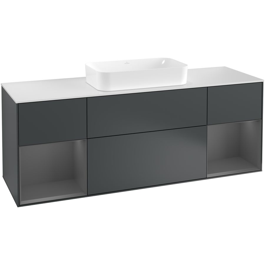 Wastafelonderkast Finion 1600x603x501mm Mid.Blue Matt Lacquer G331GKHG