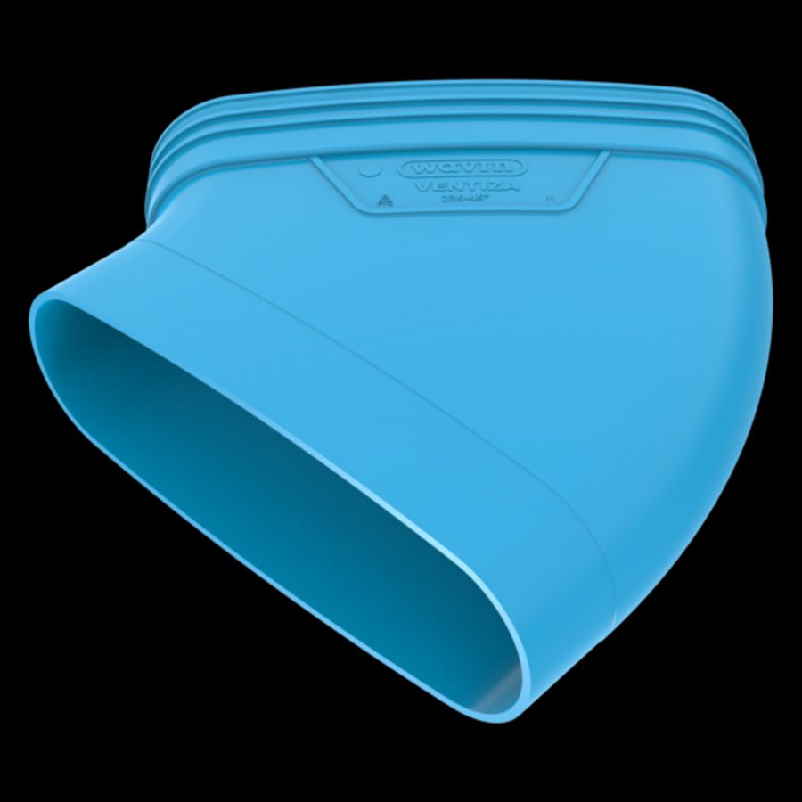Bocht lijm 45° PVC luchtverdeelsysteem VENTIZA blauw (235x80mm) mof/spie