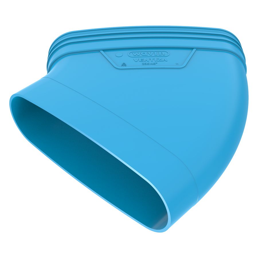 Bocht lijm 45° PVC luchtverdeelsysteem VENTIZA blauw (235x80mm) mof/spie