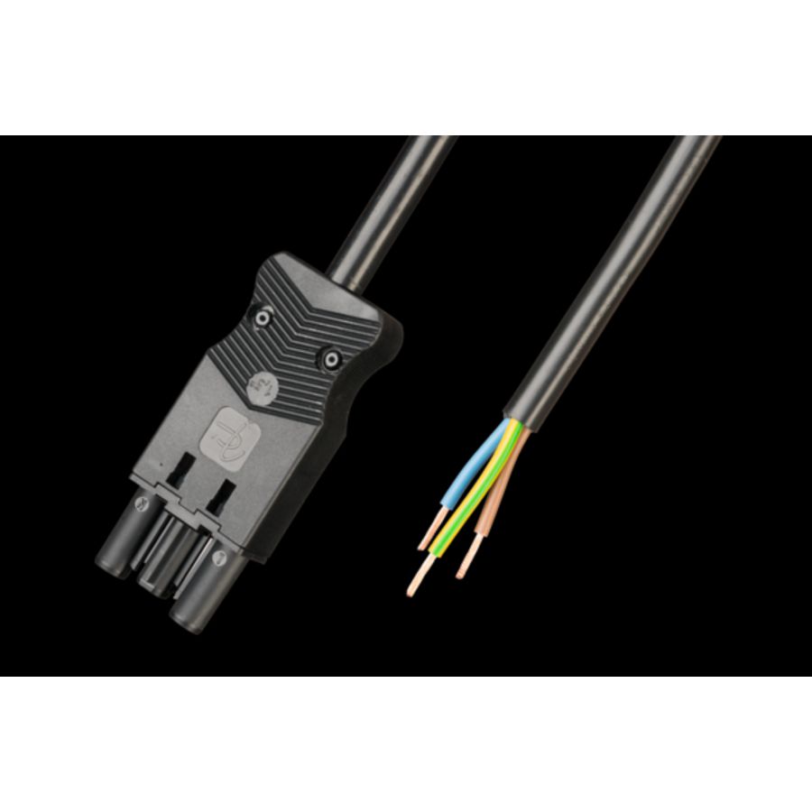 Aansluitsnoer male 3-polig 0,75mm² 200cm zwart Eca (AC166 ALCGS/3075 200)