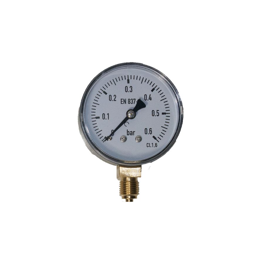 Manometer Ø63mm 0-0,6bar 1/4" onderaansluiting