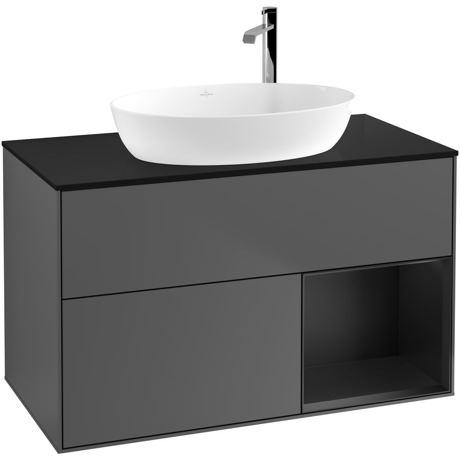 Wastafelonderkast Finion 1000x603x501mm Antr. Matt Lacquer G902PDGK