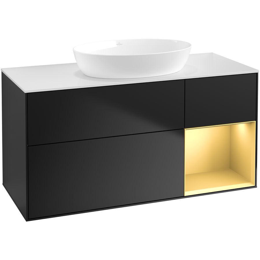 Wastafelonderkast Finion 1200x603x501mm Black Matt Lacquer GA71HFPD