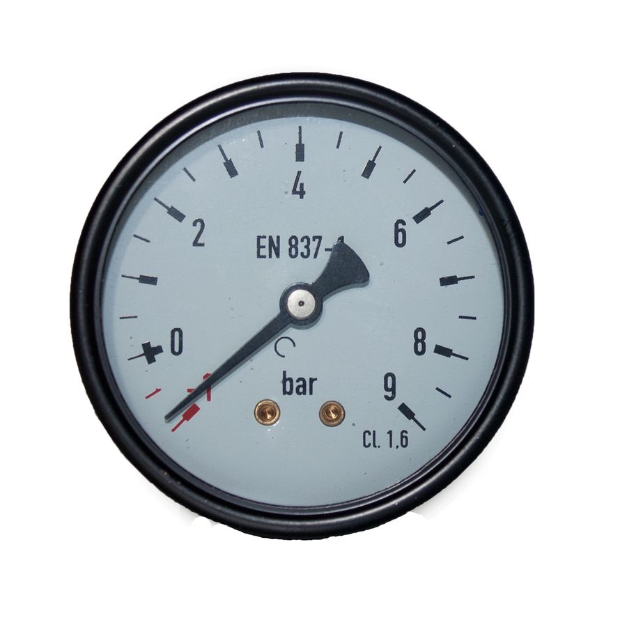 Manometer Ø63mm -1-9bar 1/4" achteraansluiting