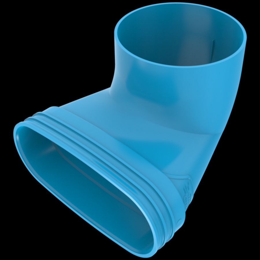 Eindstuk lijm 90° PVC luchtverdeelsysteem VENTIZA blauw (195x80mm) x Ø125mm H=70mm mof/mof