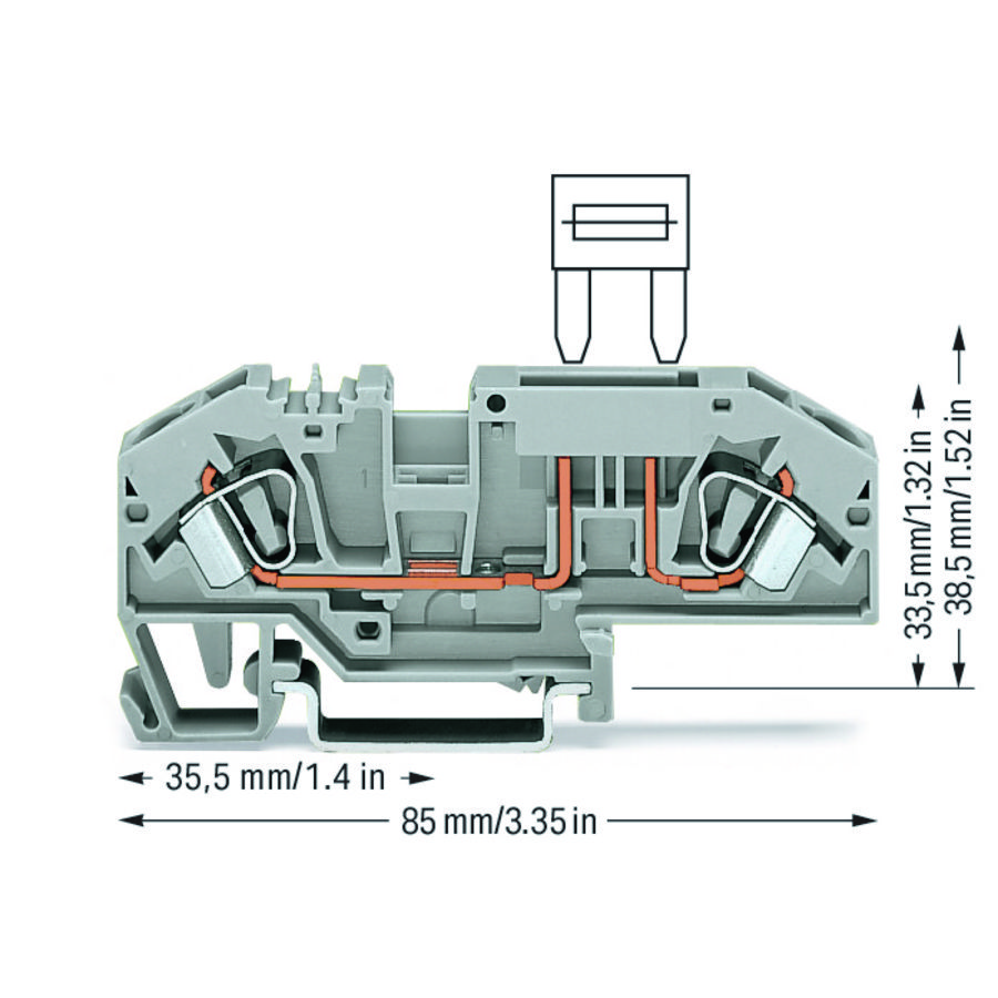 2-draads zekeringsklem platte autozek. 282-696 VVE=25