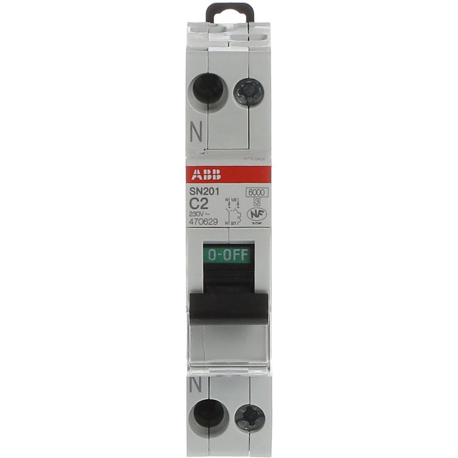 Installatieautomaat 1P+N - N Links - 6kA - C-karateristiek - 2A
