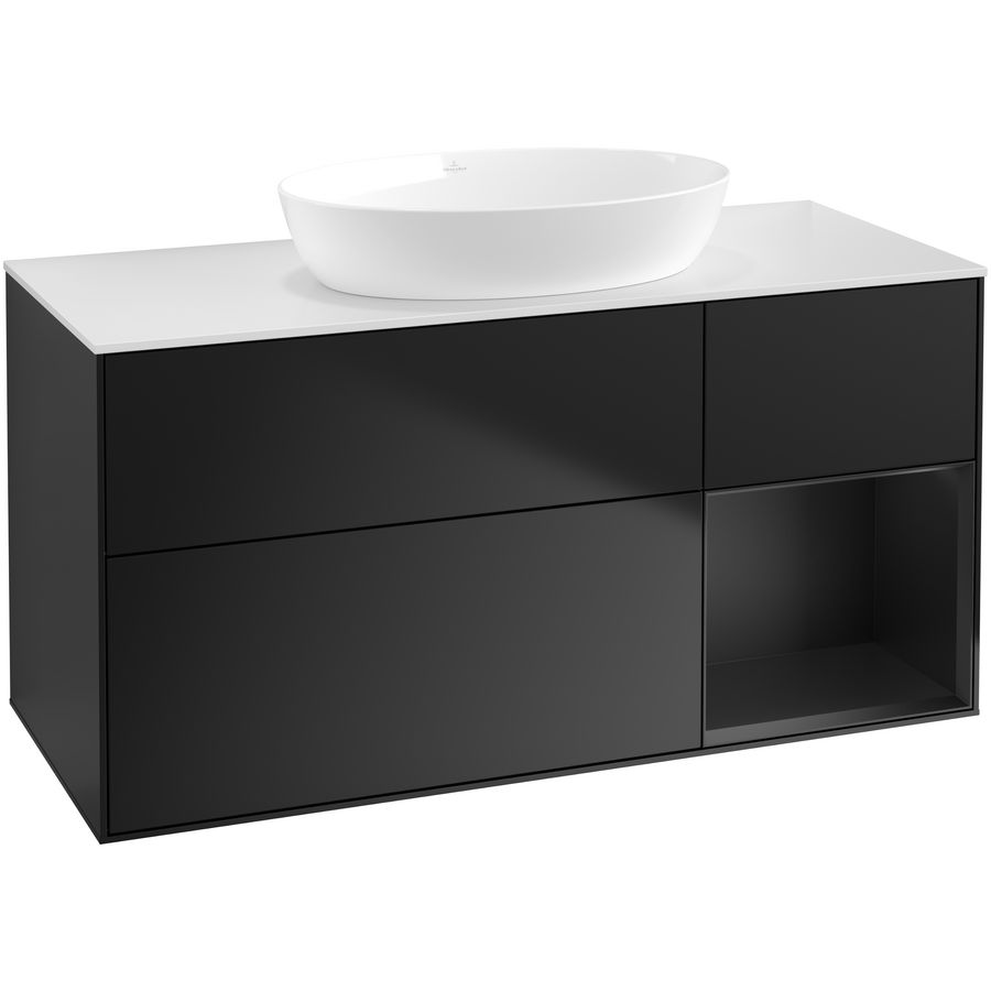 Wastafelonderkast Finion 1200x603x501mm Black Matt Lacquer GA71PDPD