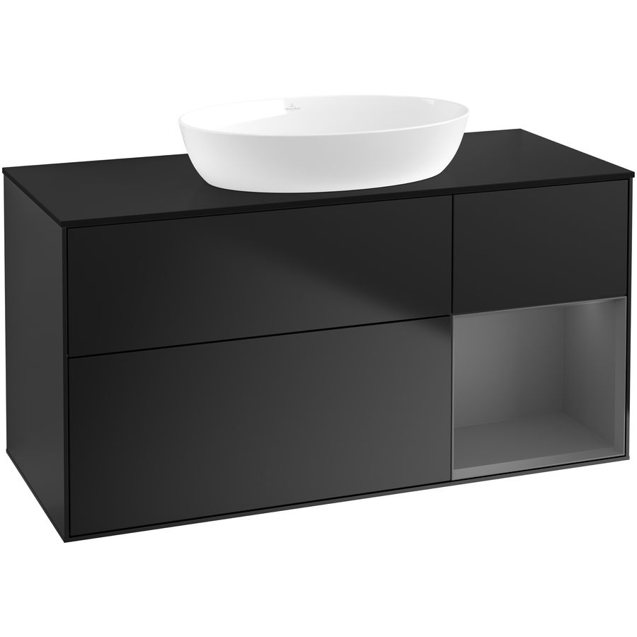 Wastafelonderkast Finion 1200x603x501mm Black Matt Lacquer GA72GKPD