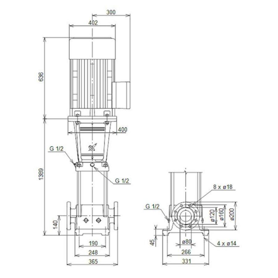 Centrifugaalpomp CR45-10-2 A-F-A-V-HQQV 3x400/690 50 Hz
