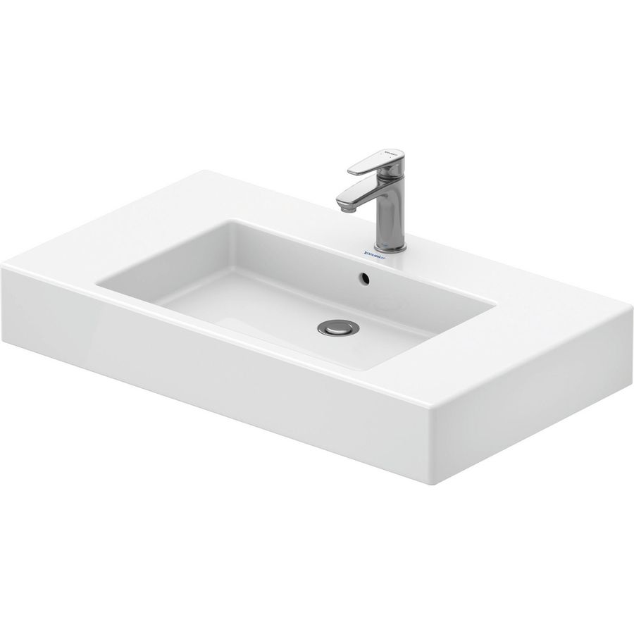 VERO #032985 wastafel 850mm wit met kraangat met overloop