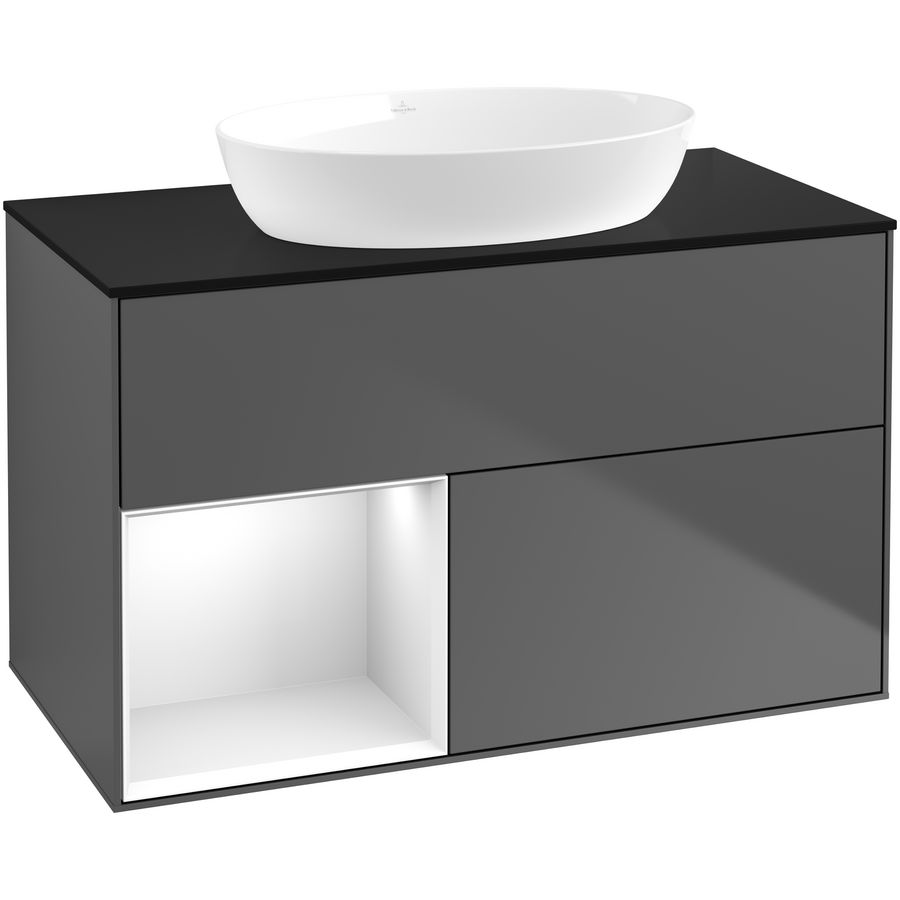 Wastafelonderkast Finion 1000x603x501mm Antr. Matt Lacquer GA12GFGK